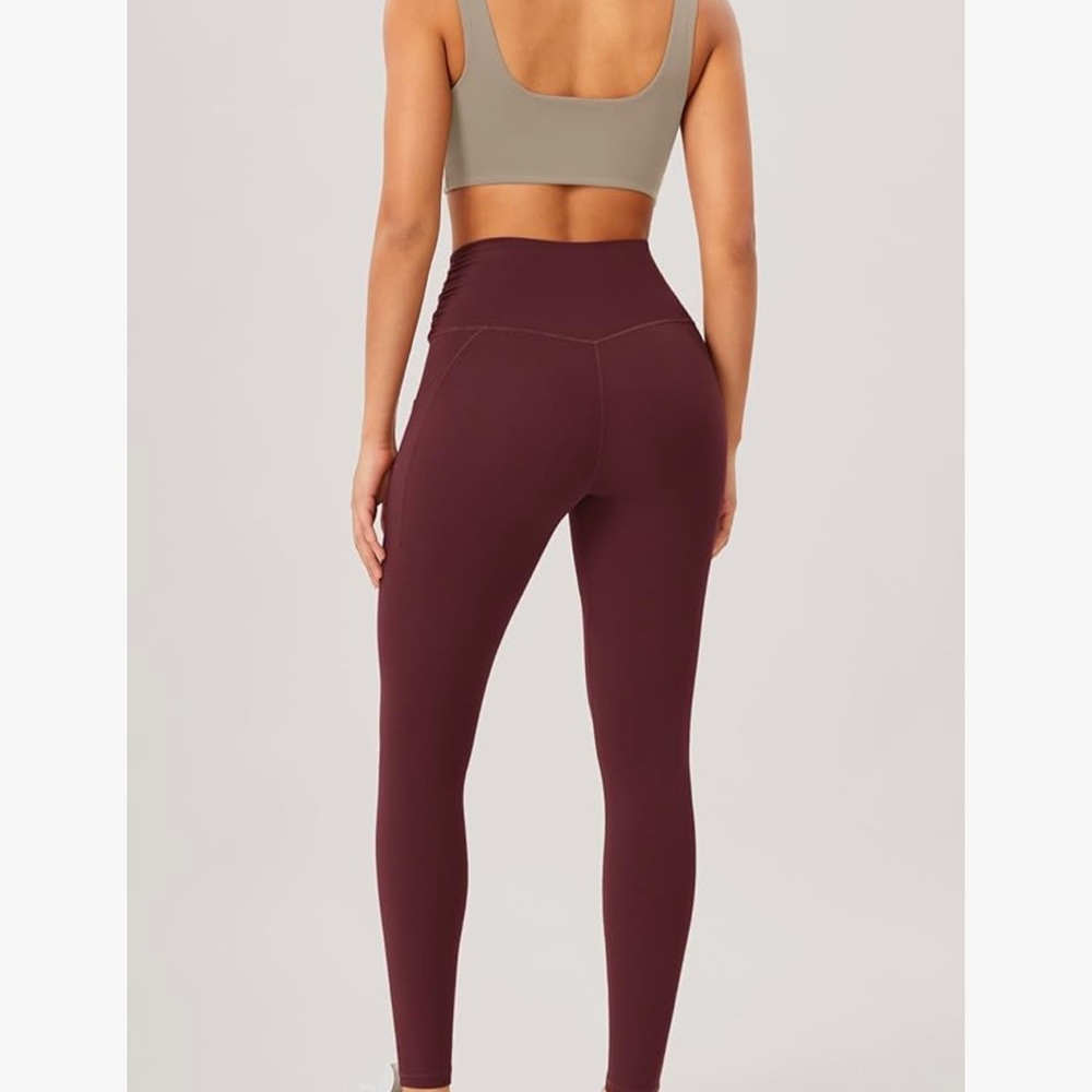 Burgundy Leggings with side pockets - Picture 3 of 9